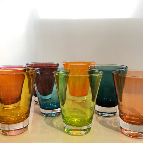 Colourful glass set of six, designer glassware