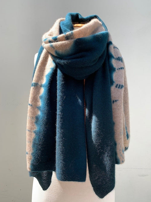 Cashmere Shawl Spruce & Light Coffee designer cashmere scarf