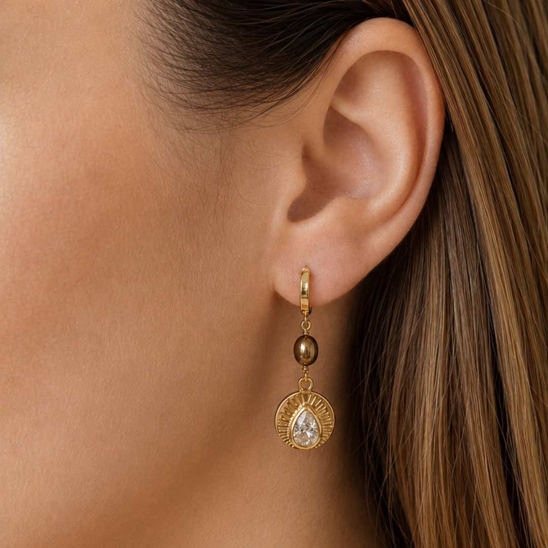 Rainbow Drop Earring - Dune Pearl