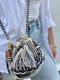 Crossbody Gaia Bag Medium Navy and Grey