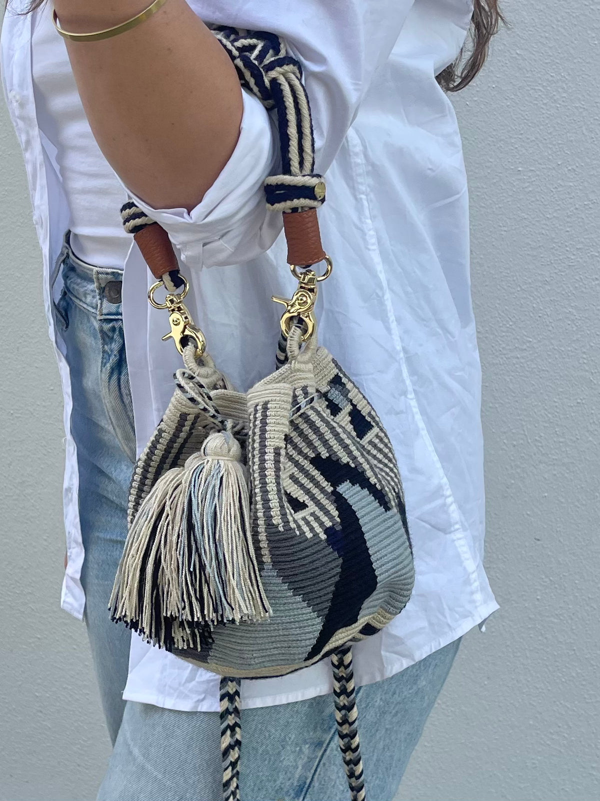 Crossbody Gaia Bag Medium Navy and Grey