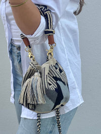 Crossbody Gaia Bag Medium Navy and Grey