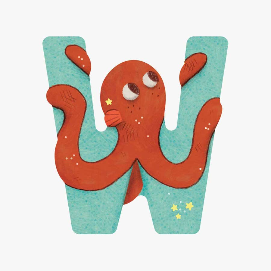 Wooden Letter W Blue