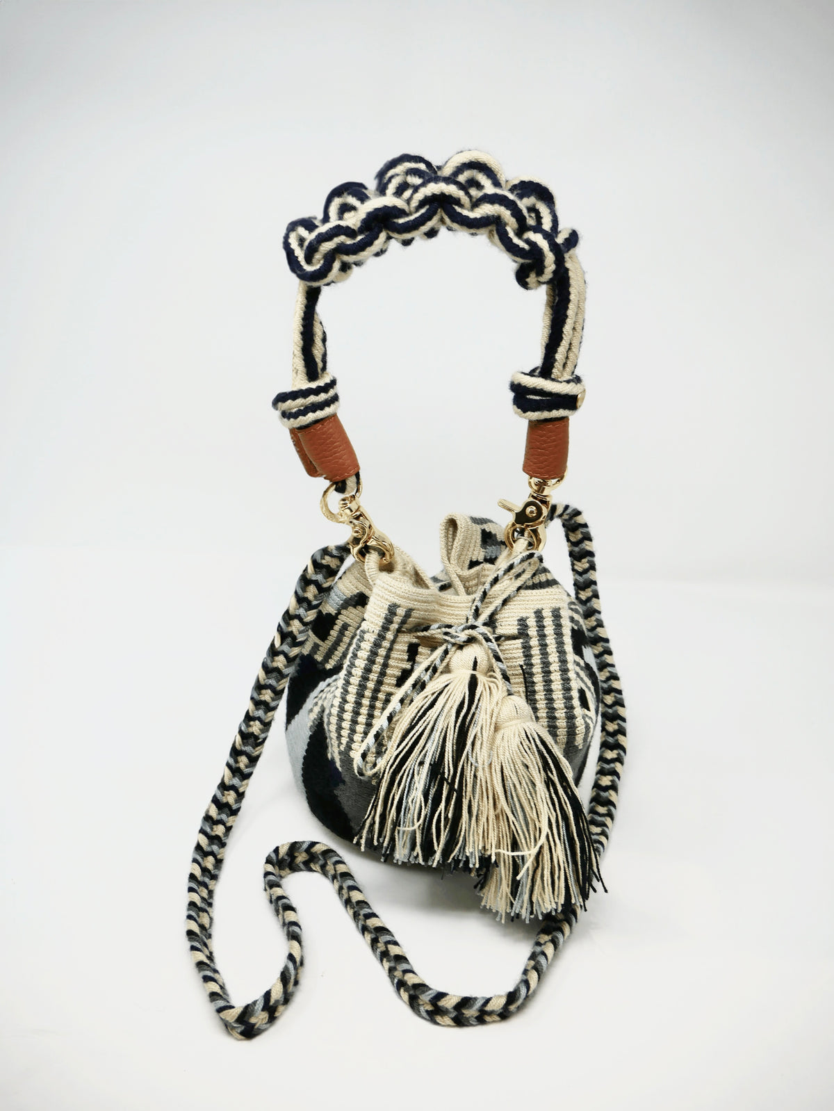 Crossbody Gaia Bag Medium Navy and Grey