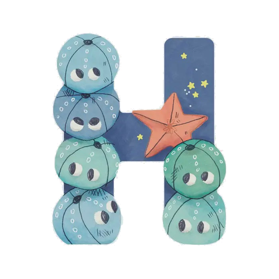 Wooden Letter H Blue