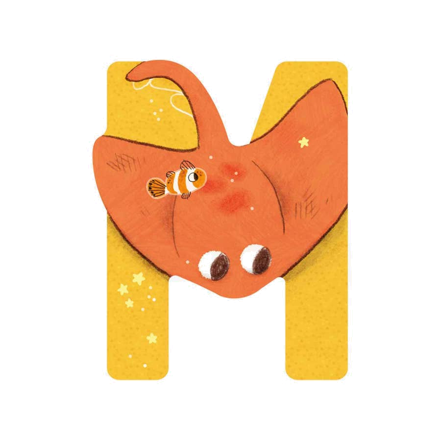 Wooden Letter M Yellow