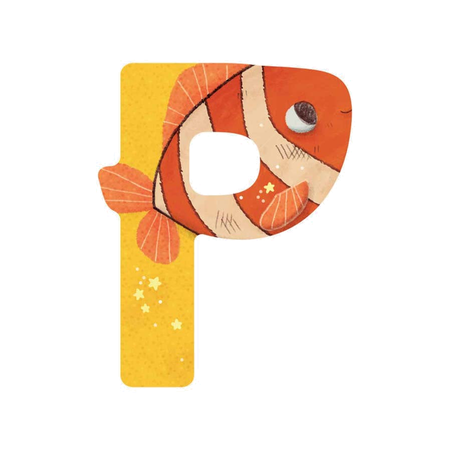 Wooden Letter P Yellow