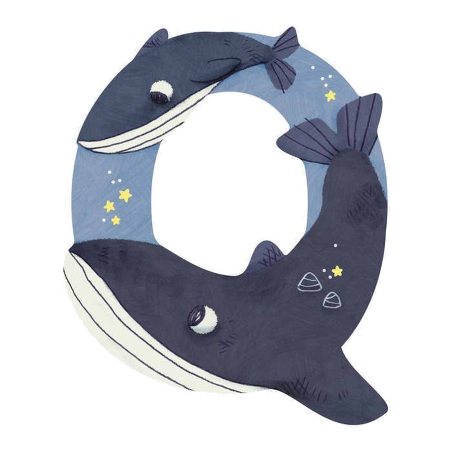 Wooden Letter Q Blue