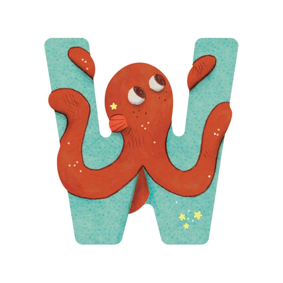 Wooden Letter W Blue