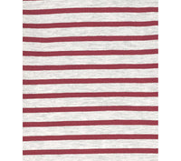 Closeup of organic cotton material white and red striped