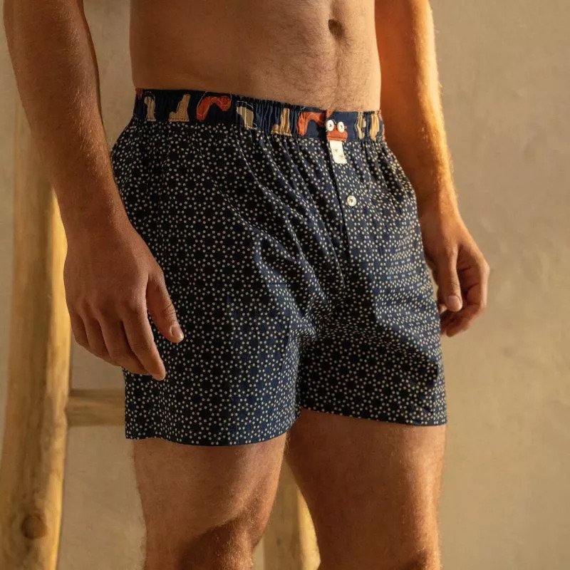 Cotton Boxer Shorts in Circle Dot