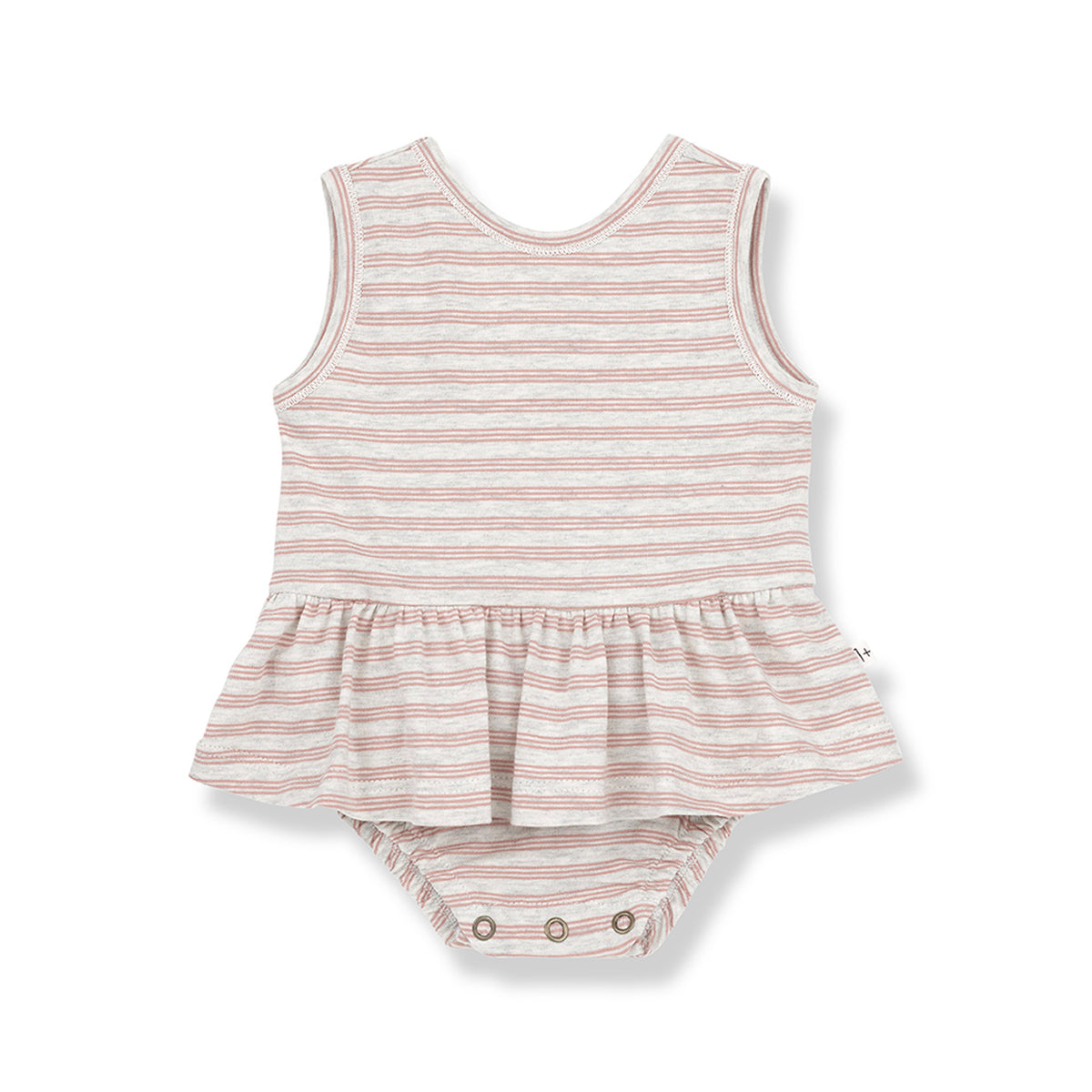 Red and white stripe baby dress back view