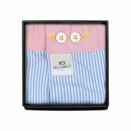 Cotton Boxer Shorts in Light Blue Stripes