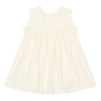 Back view of White long organic cotton baby dress