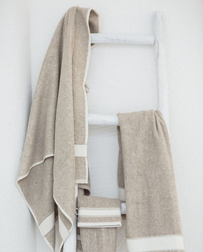 Beige and brown designer linen towels 