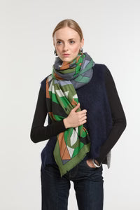 pure silk scarf strate and khaki 