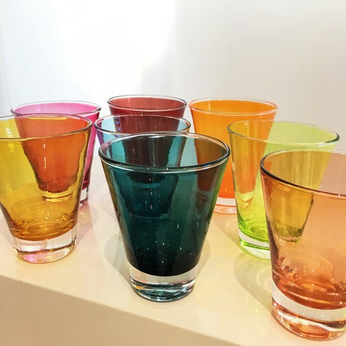 colourful clear conical glassware water tumblers glasses