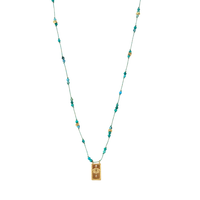 Lotus Turquoise Beaded Cord Necklace