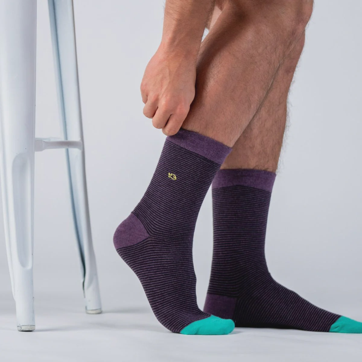 Cotton Socks- Striped Purple and Black