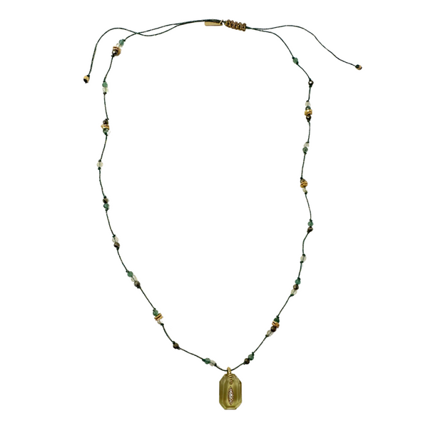 Lemon Quartz Beaded Cord Necklace