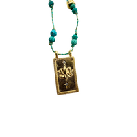 Lotus Turquoise Beaded Cord Necklace