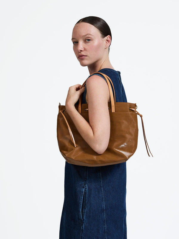 Emy Linen Tote Bag -Havana