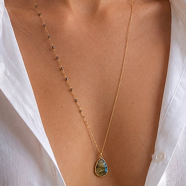 Gemma Pyrite & Labradorite Necklace