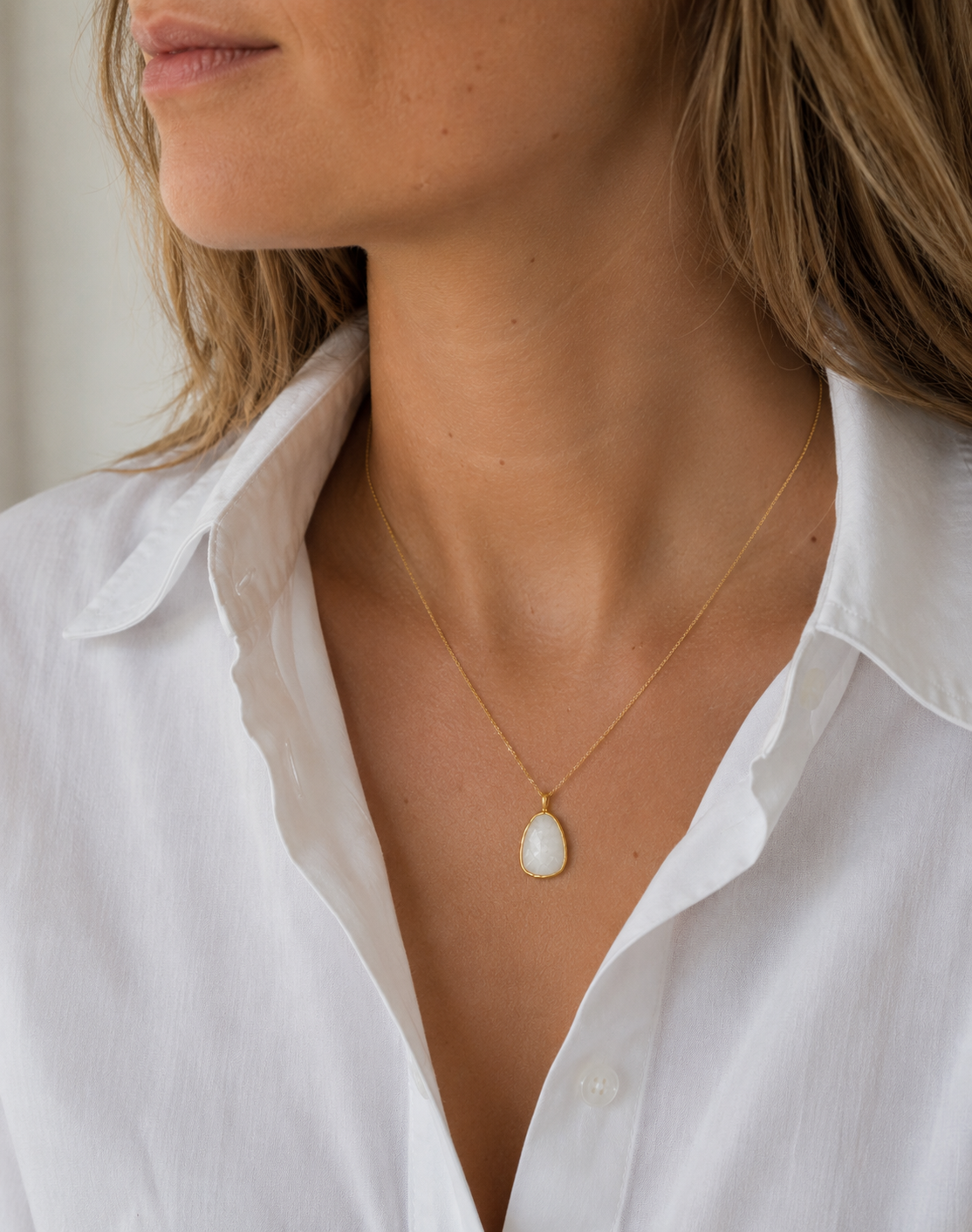 Kara Pendant 50 White Agate