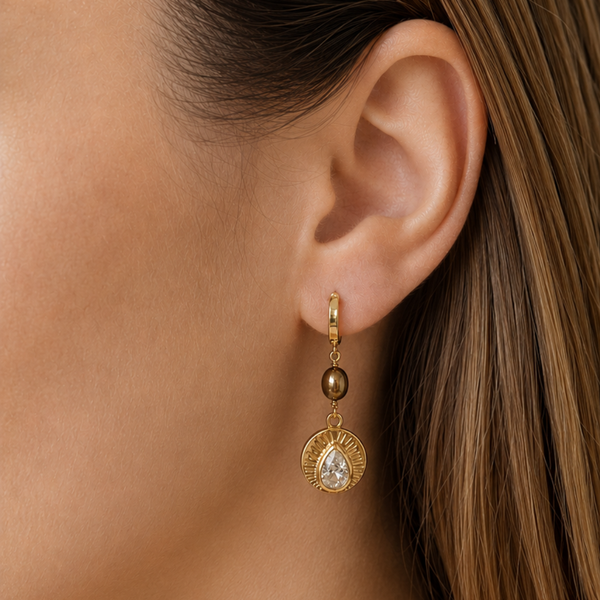 Rainbow Drop Earring - Dune Pearl
