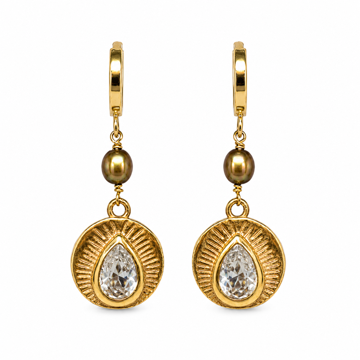 Rainbow Drop Earring - Dune Pearl