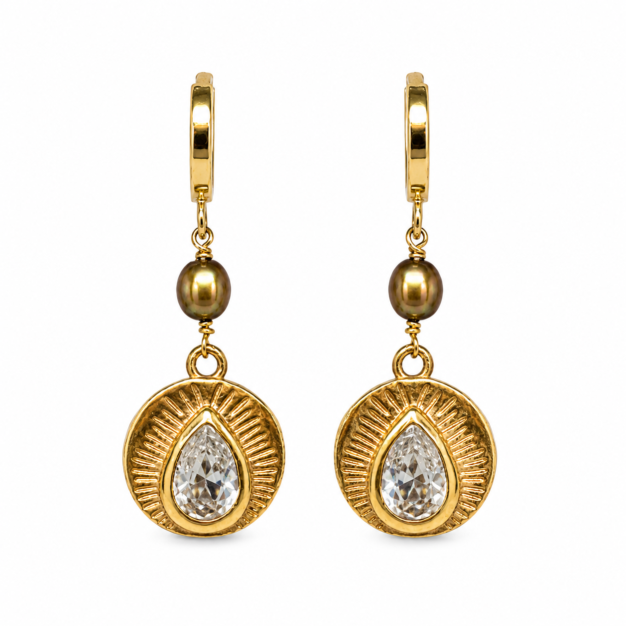 Rainbow Drop Earring - Dune Pearl