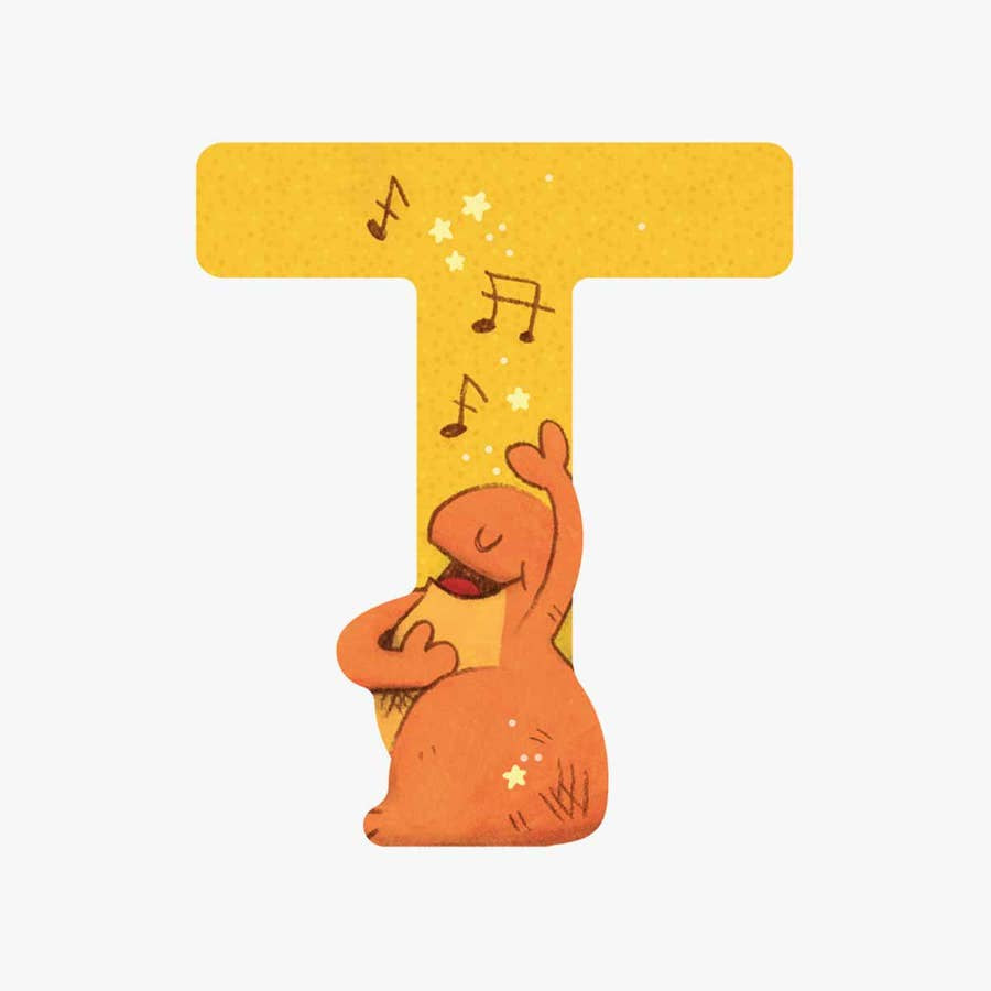 Wooden Letter T Yellow