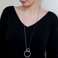 La Cala ‘M’ Long Circle Necklace Silver-Ruthenium Plated Silver