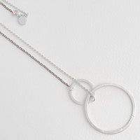 La Cala ‘M’ Long Circle Necklace Silver-Ruthenium Plated Silver