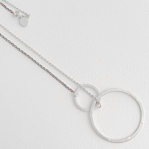 La Cala ‘M’ Long Circle Necklace Silver-Ruthenium Plated Silver