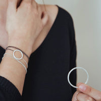 La Cala ‘M’ Long Circle Necklace Silver-Ruthenium Plated Silver