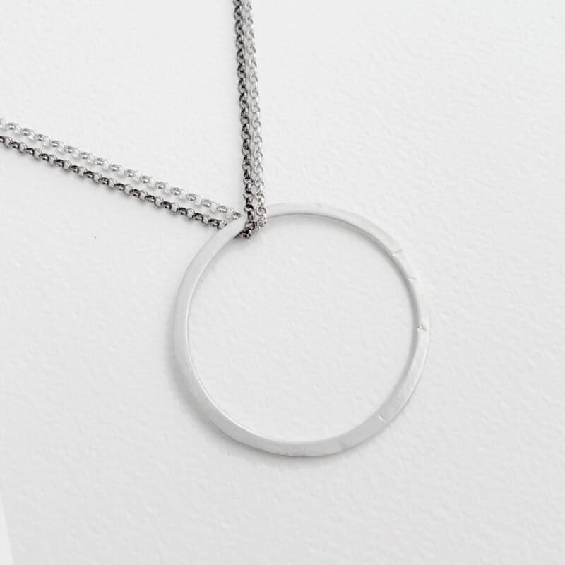 La Cala ‘M’ Long Circle Necklace Silver-Ruthenium Plated Silver
