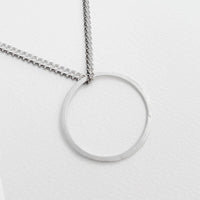 La Cala ‘M’ Long Circle Necklace Silver-Ruthenium Plated Silver