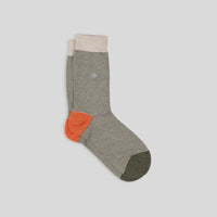 Cotton Socks Green Beige Stripe