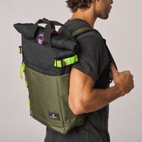 Roll Top Backpack Khaki and Black