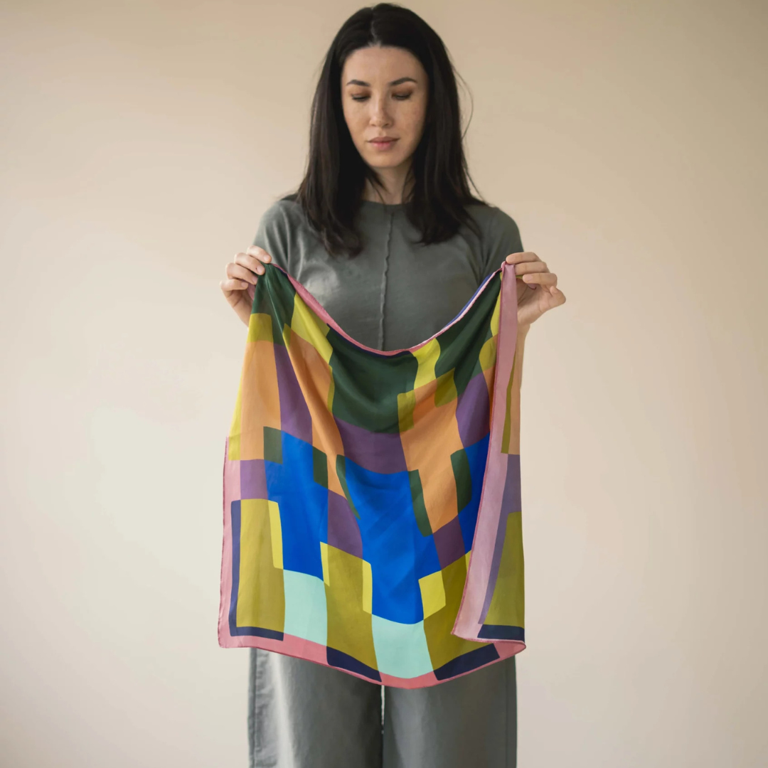 Azul Pixel Silk Scarf