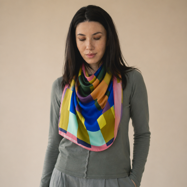 Azul Pixel Silk Scarf