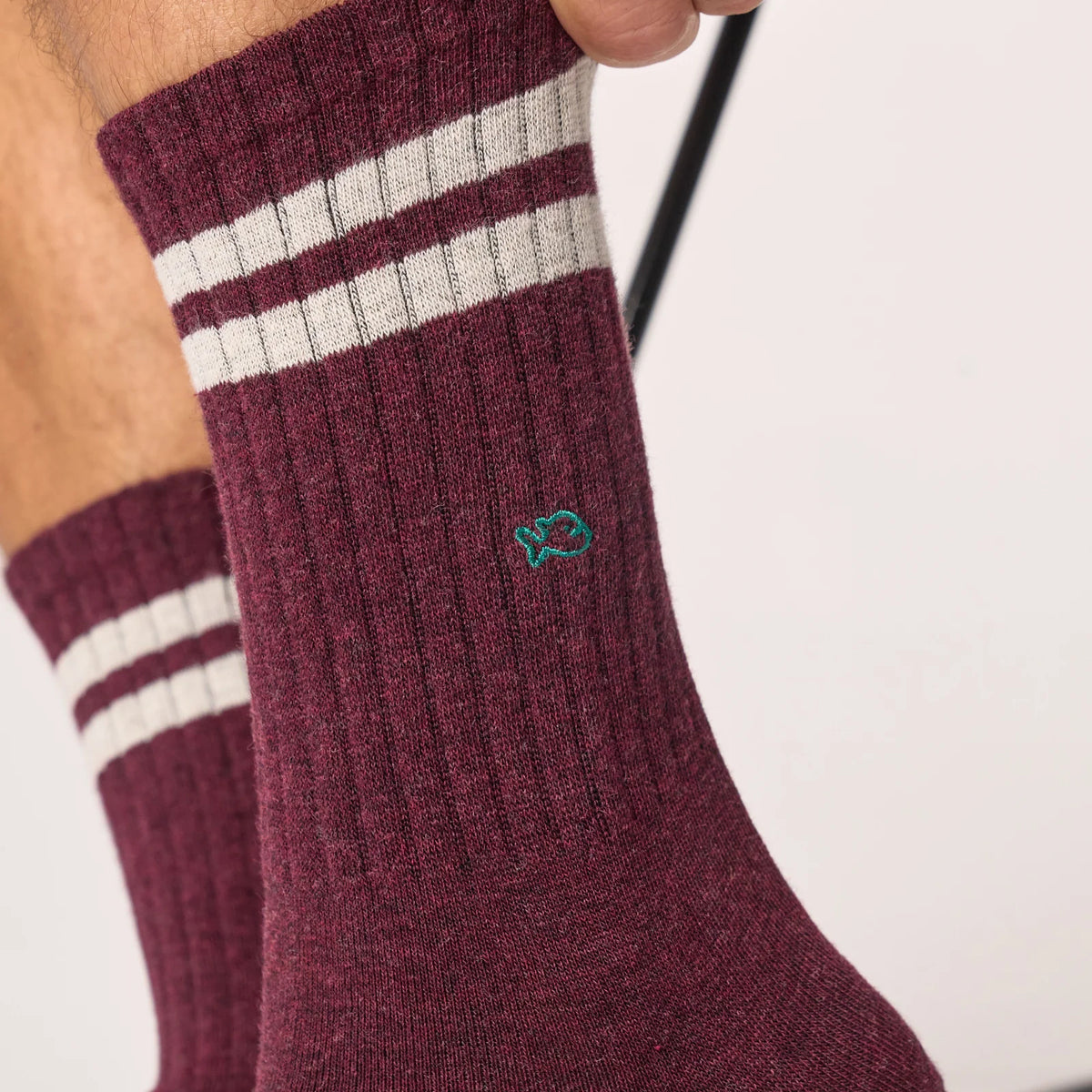 Retro Socks - Burgundy Beige Stripe