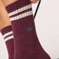 Retro Socks - Burgundy Beige Stripe