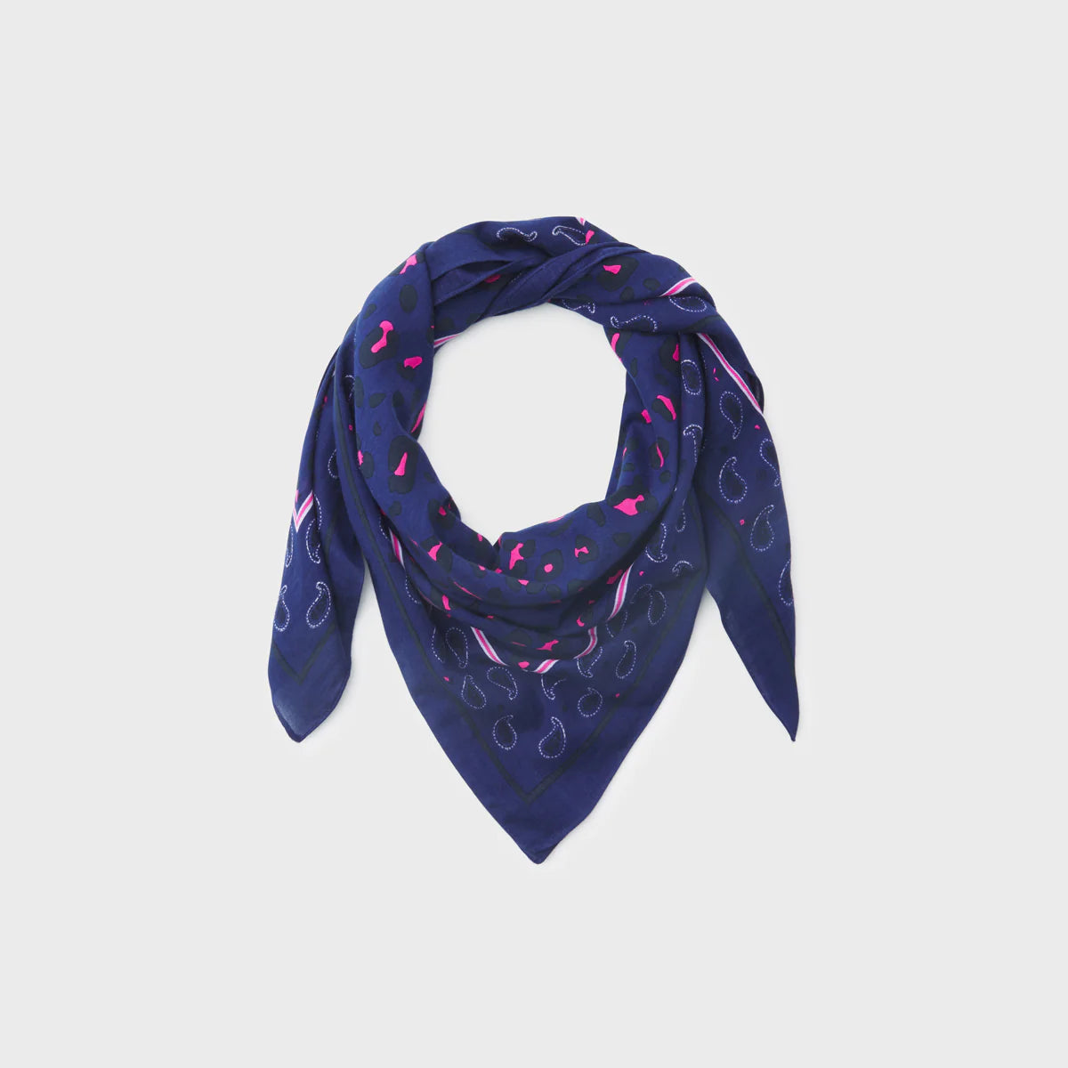 Organic Cotton Scarf - Navy / Pink