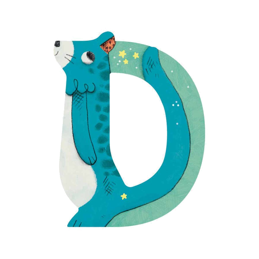 Wooden Letter D Blue