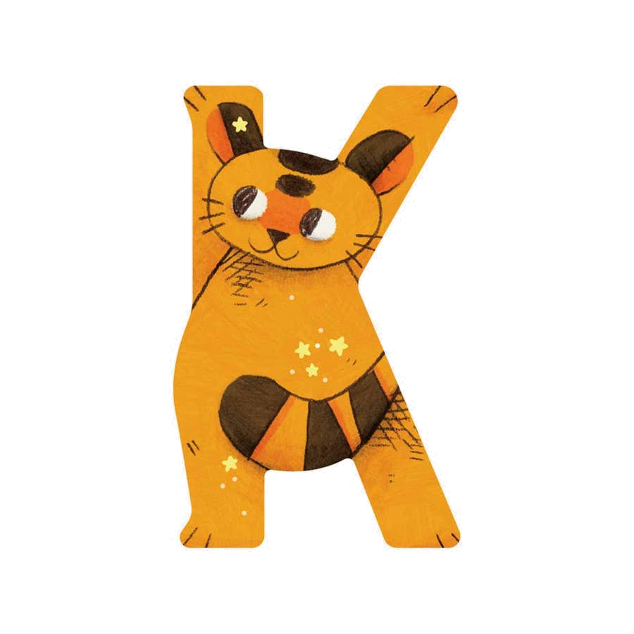 Wooden Letter K Yellow