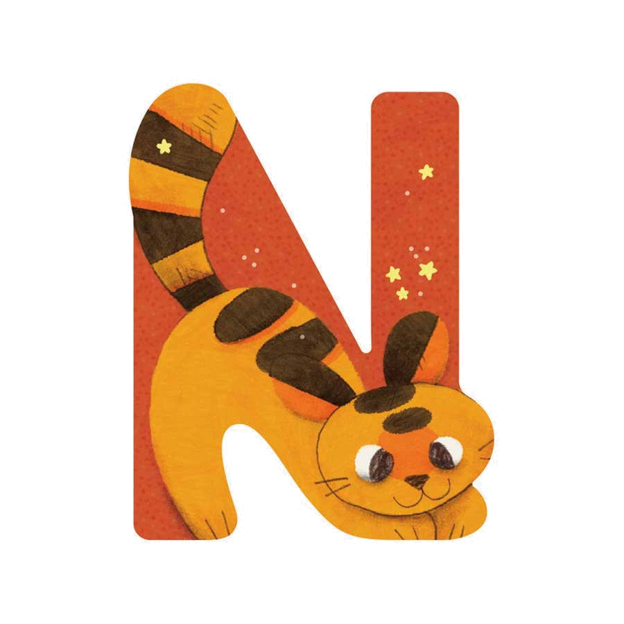 Wooden Letter N Orange