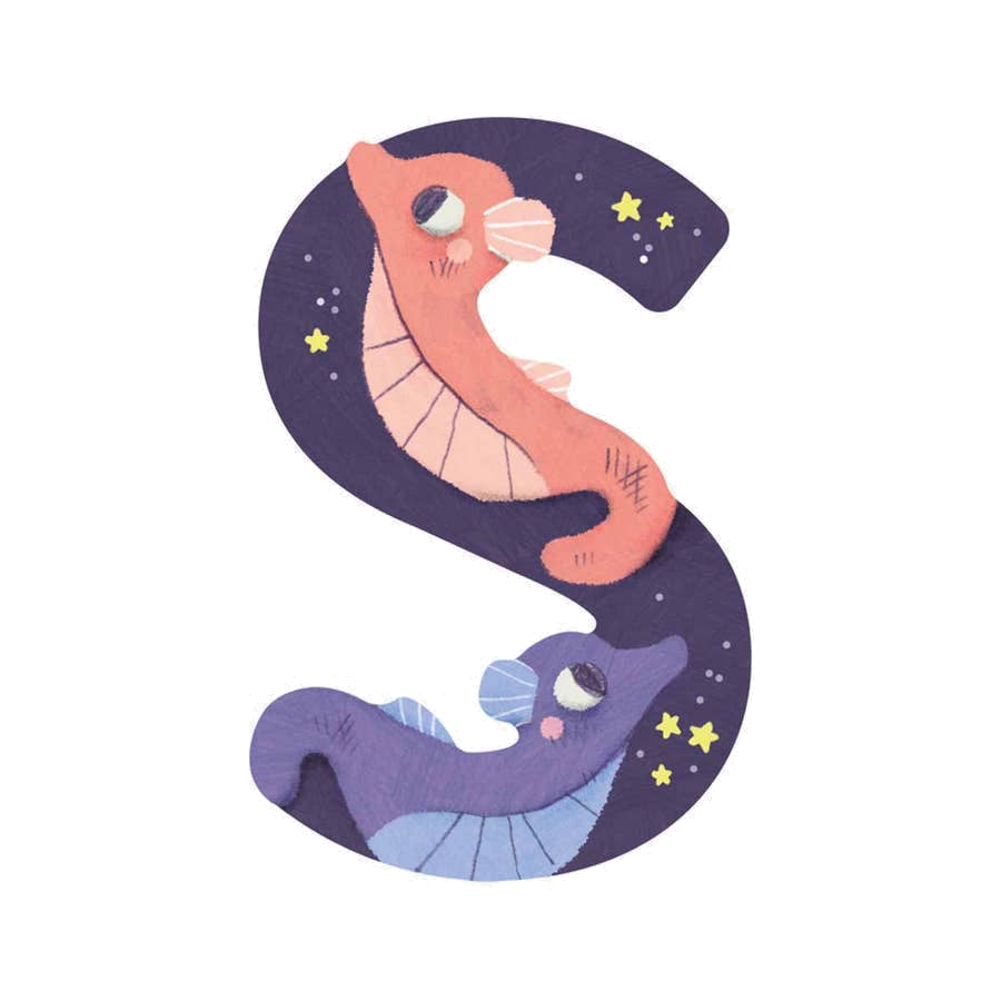 Wooden Letter S Purple