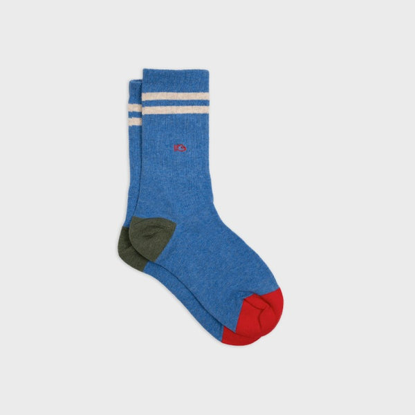 Retro Sock - Light Blue Beige Striped